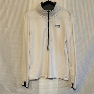 #858 Victoria's Secret White Half-Zip Active Top with Black Trim